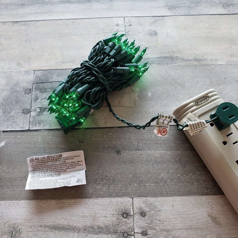 Unused Green Fairy Light String end to end